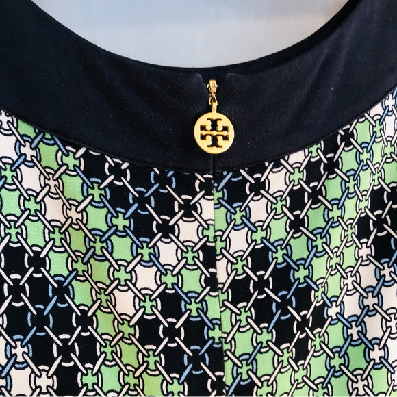 Tory Burch Silk Summer Dress / Green  Black - Size Medium - Picture 6 of 13